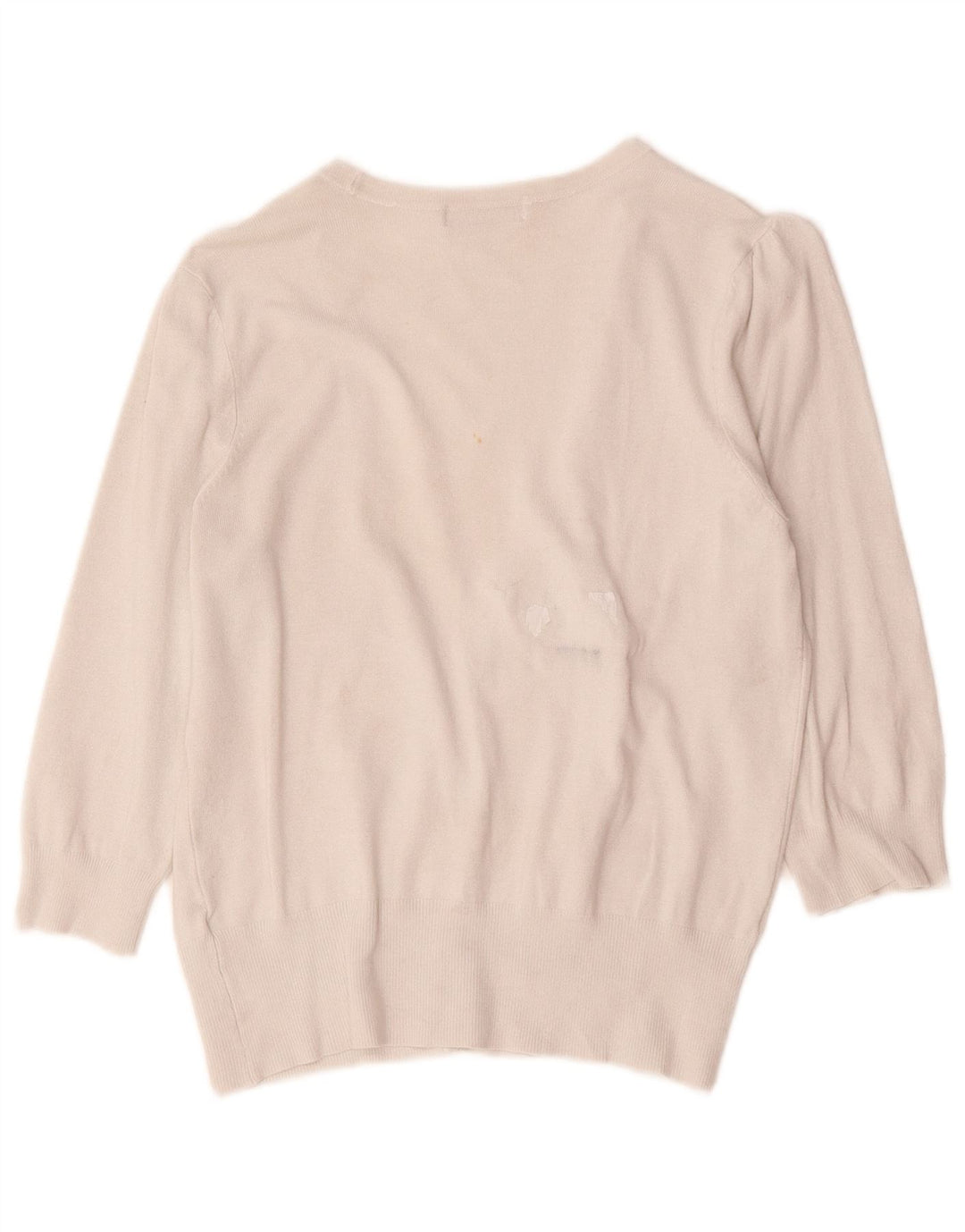 Marks & Spencer Damski sweter rozpinany z rękawem 3/4, UK 14, średni złamanej bieli