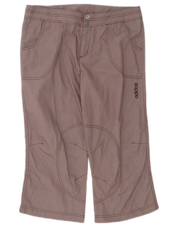 Damskie spodnie Adidas Straight Capri UK 12 Medium W32 L22 Szara bawełna