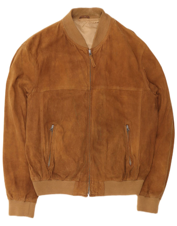 Vintage męska zamszowa kurtka bomber UK 42 XL brązowa skóra