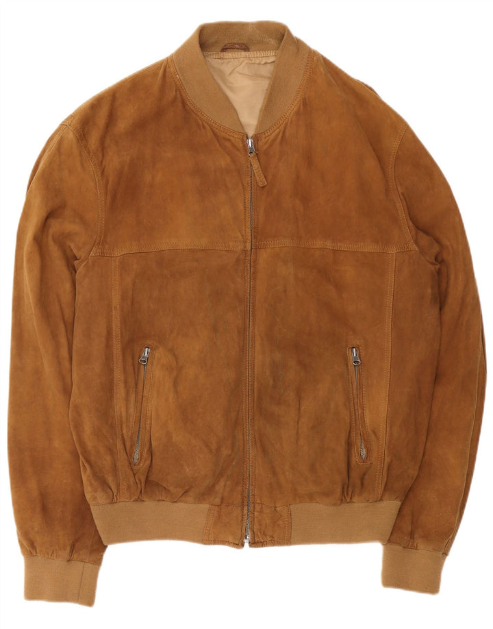 Vintage męska zamszowa kurtka bomber UK 42 XL brązowa skóra