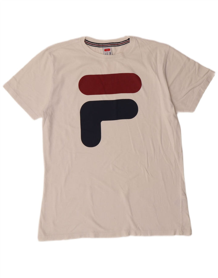 Męska koszulka tenisowa FILA z grafiką Top IT 46 Small White Cotton Sports