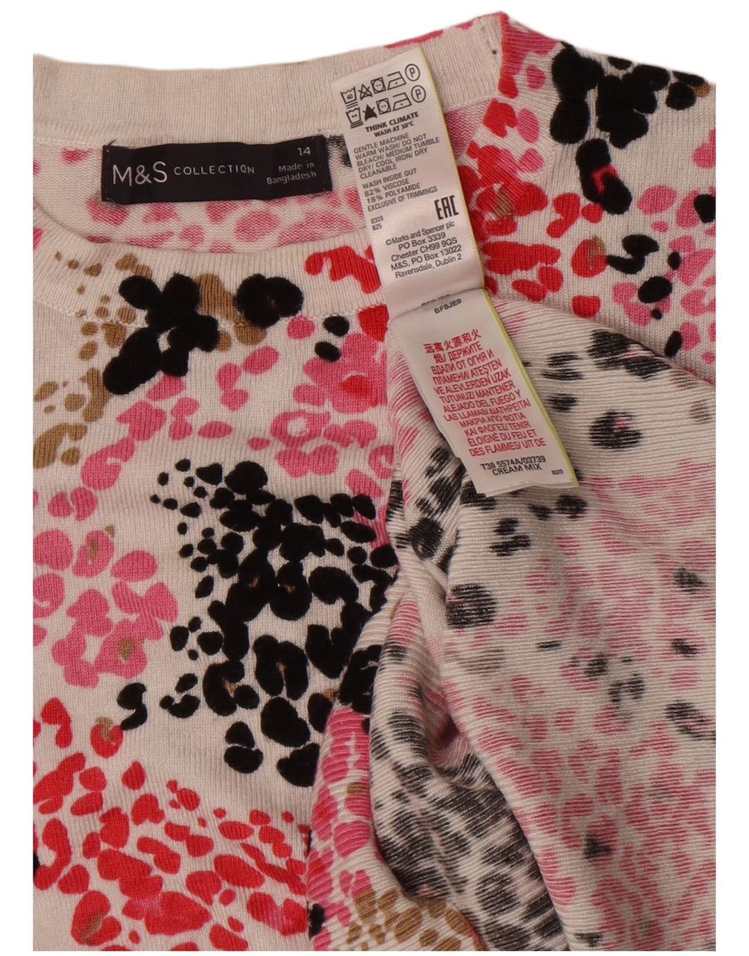 Marks & Spencer Damski sweter z okrągłym dekoltem, UK 14, duży, wielokolorowy