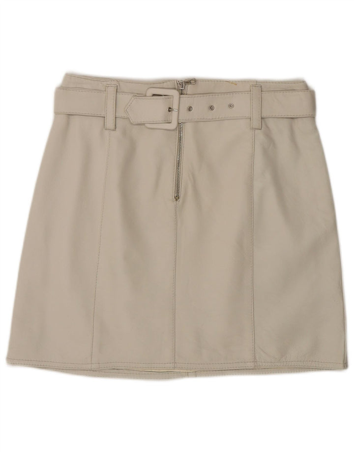 Damska spódnica skórzana VINTAGE IT 44 Medium W28 Szara skóra