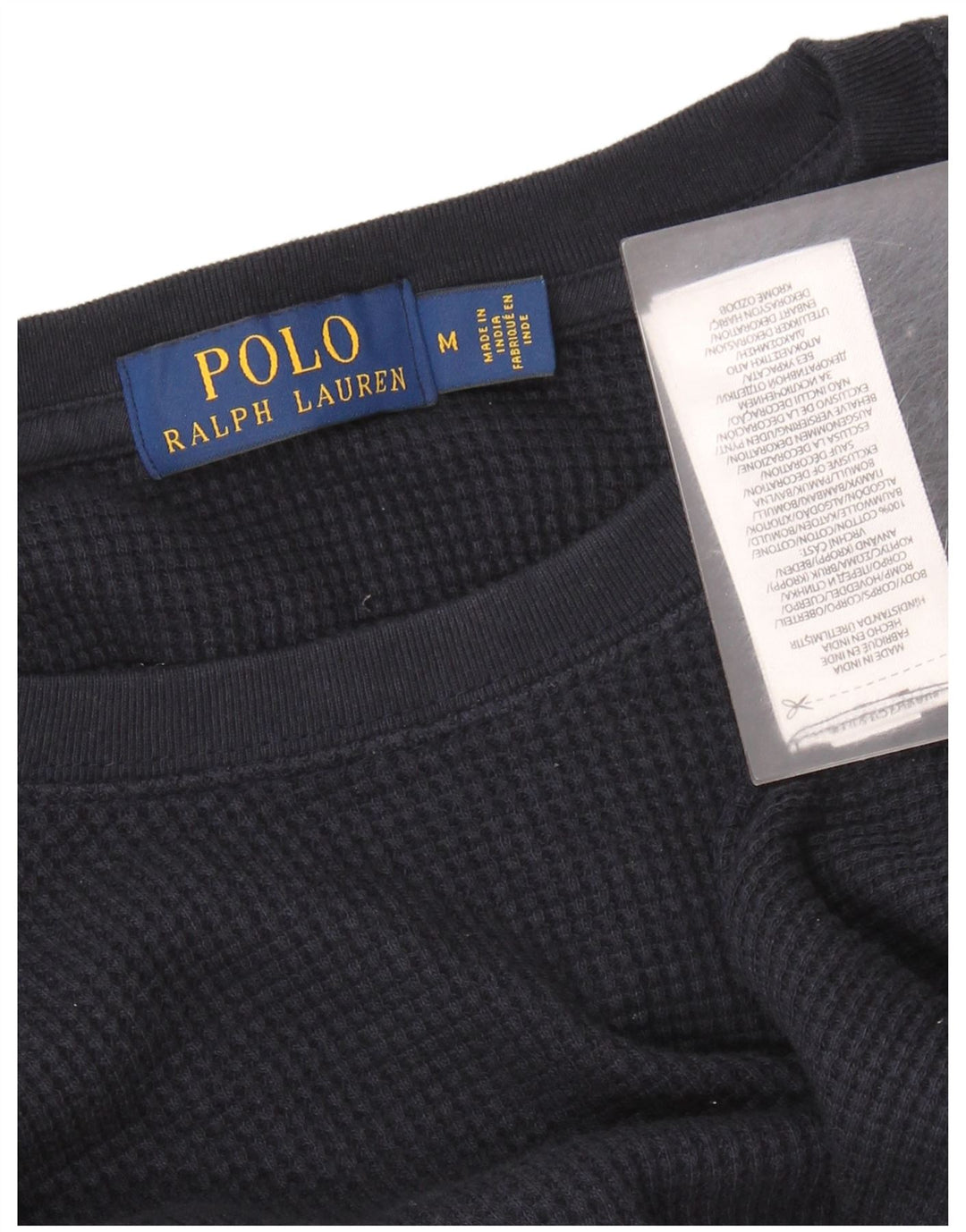 Koszulka POLO RALPH LAUREN Męska koszulka z długim rękawem, średnia, granatowa, bawełniana
