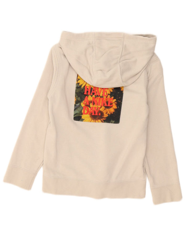 Dziewczęca bluza z kapturem z grafiką Nike 8-9 lat, mała, beżowa, z kwiatową bawełną