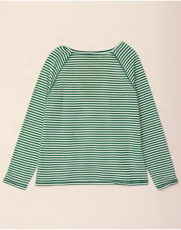 Marks & Spencer Damski top z długim rękawem, UK 18 XL, zielony, bawełniany w paski