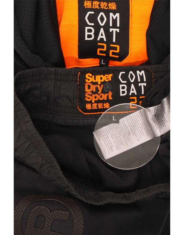 Męski pełny dres Superdry z grafiką, duży, czarny, bawełniany