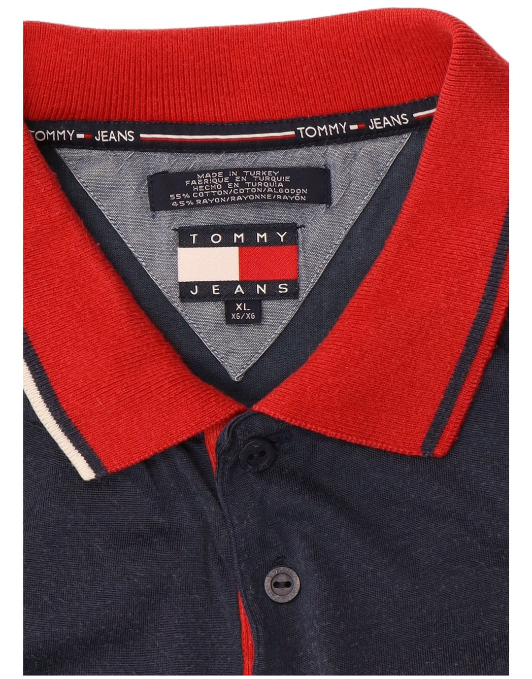 Męska koszulka polo Tommy Hilfiger XL, granatowa, bawełniana w bloki kolorów
