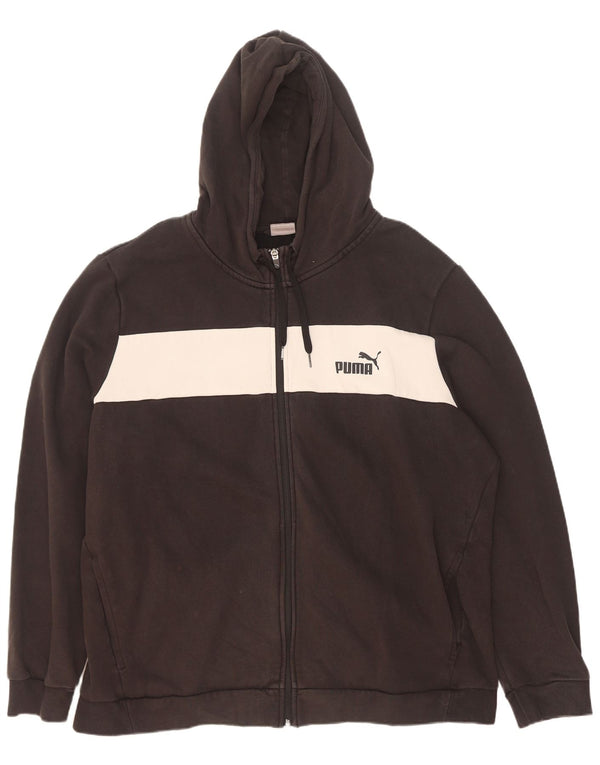 Męski sweter Puma z grafiką i zamkiem błyskawicznym, 2XL, czarna bawełna z blokami kolorów