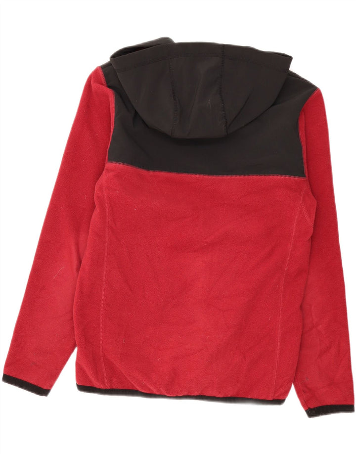 TIMBERLAND Mens Hooded Fleece Jacket UK 36 Small Red Colourblock Polyester