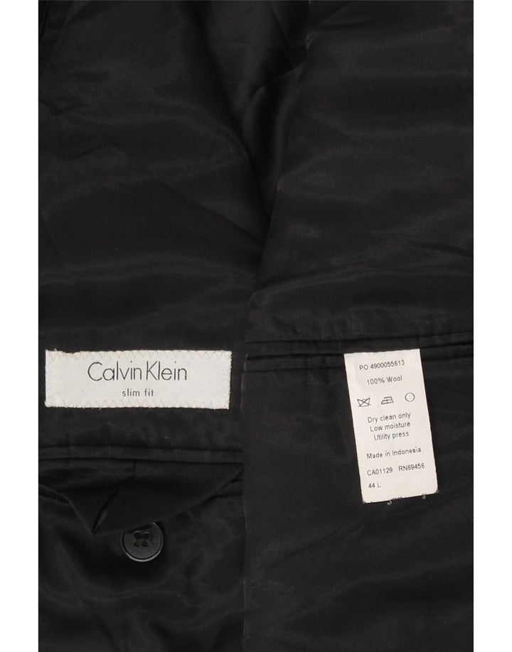 Męska marynarka Calvin Klein zapinana na 2 guziki, slim fit, UK 44 2XL, czarna wełna