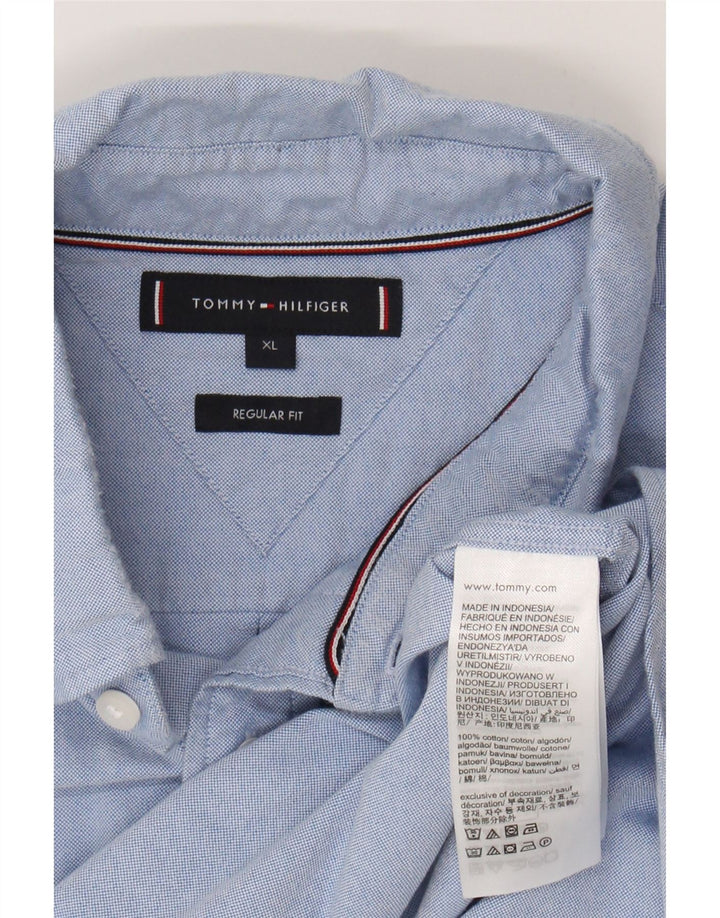 TOMMY HILFIGER Mens Regular Fit Shirt XL Blue Cotton