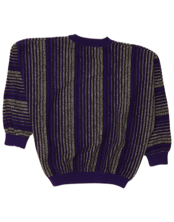 Sweter damski w stylu vintage z okrągłym dekoltem UK 18 XL w fioletowe paski
