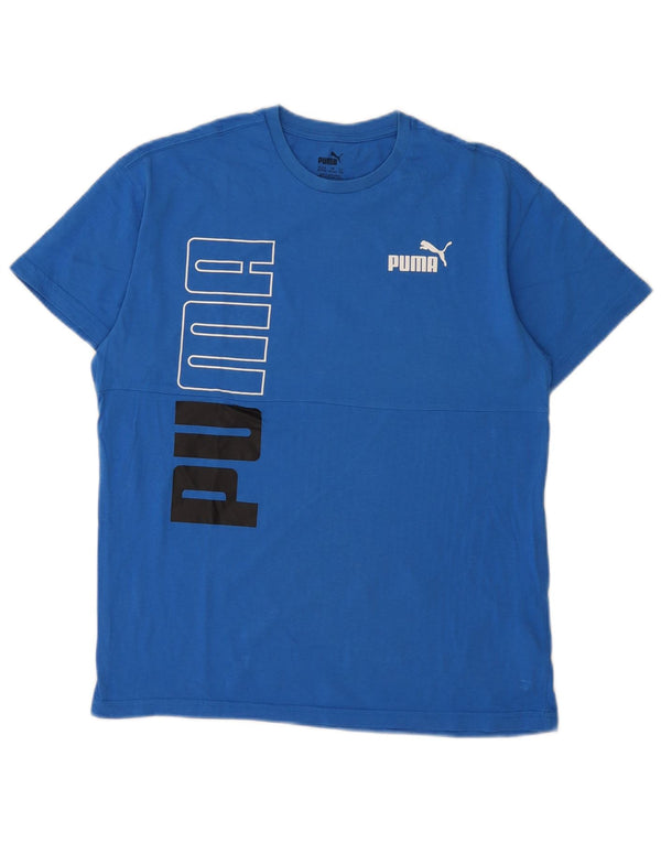 Chłopięcy T-shirt z grafiką Puma, 15-16 lat, niebieska bawełna