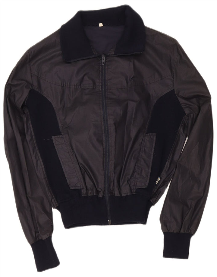 Damska kurtka bomberka w stylu vintage IT 48 XL Granatowy poliester w blokach kolorów