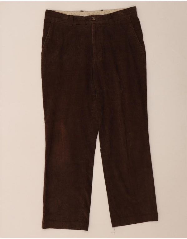 Farah Mens Straight Corduroy Trousers W34 L29 Brown Cotton