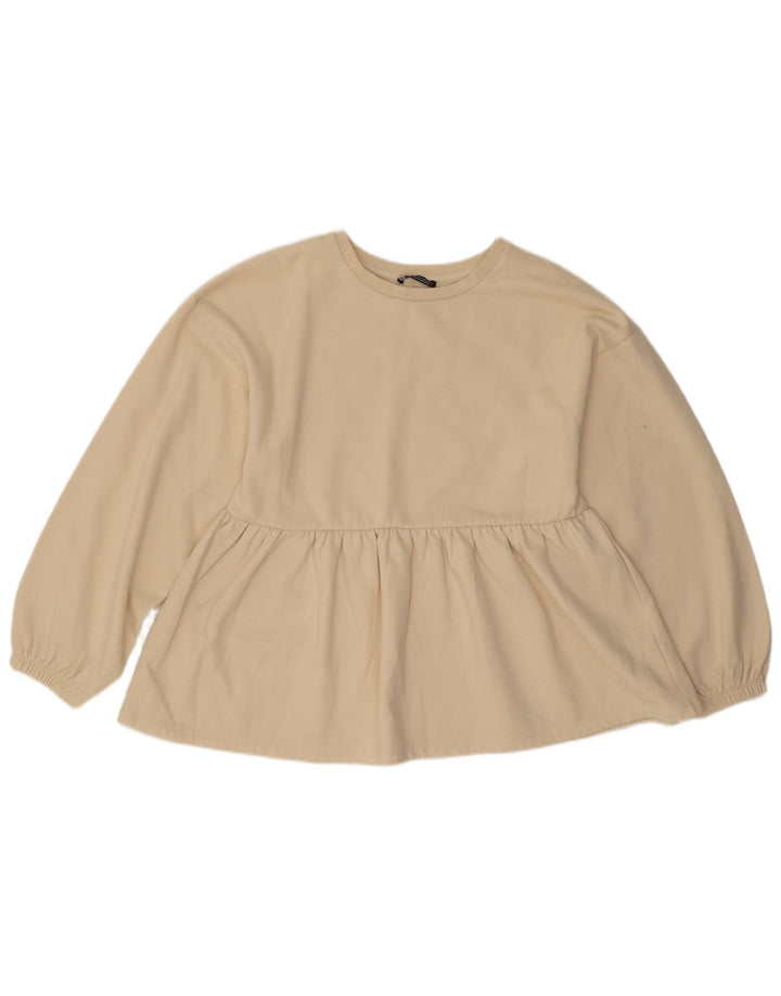 Damska bluza dresowa Zara UK 14, średnia, biała, bawełniana