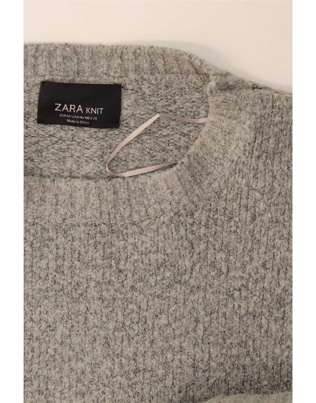 Damski sweter oversize Zara z okrągłym dekoltem UK 14, średni szary