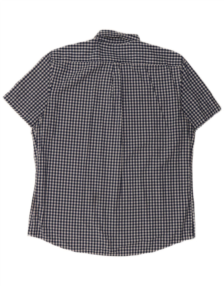 IZOD Męska koszula z krótkim rękawem XL, niebieska bawełniana kratka