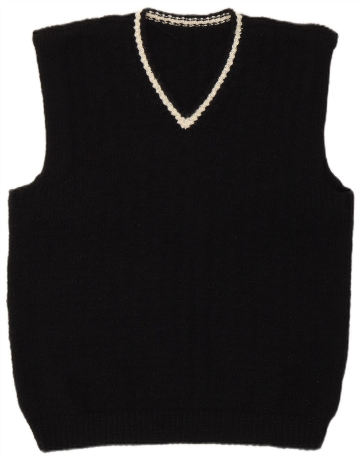 Vintage damski podkoszulek z kamizelką UK 16, duży, czarny, retro