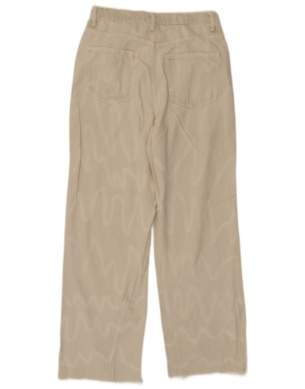 Damskie proste dżinsy Zara z wysokim stanem EU 38 Small W28 L28 w beżowe paski
