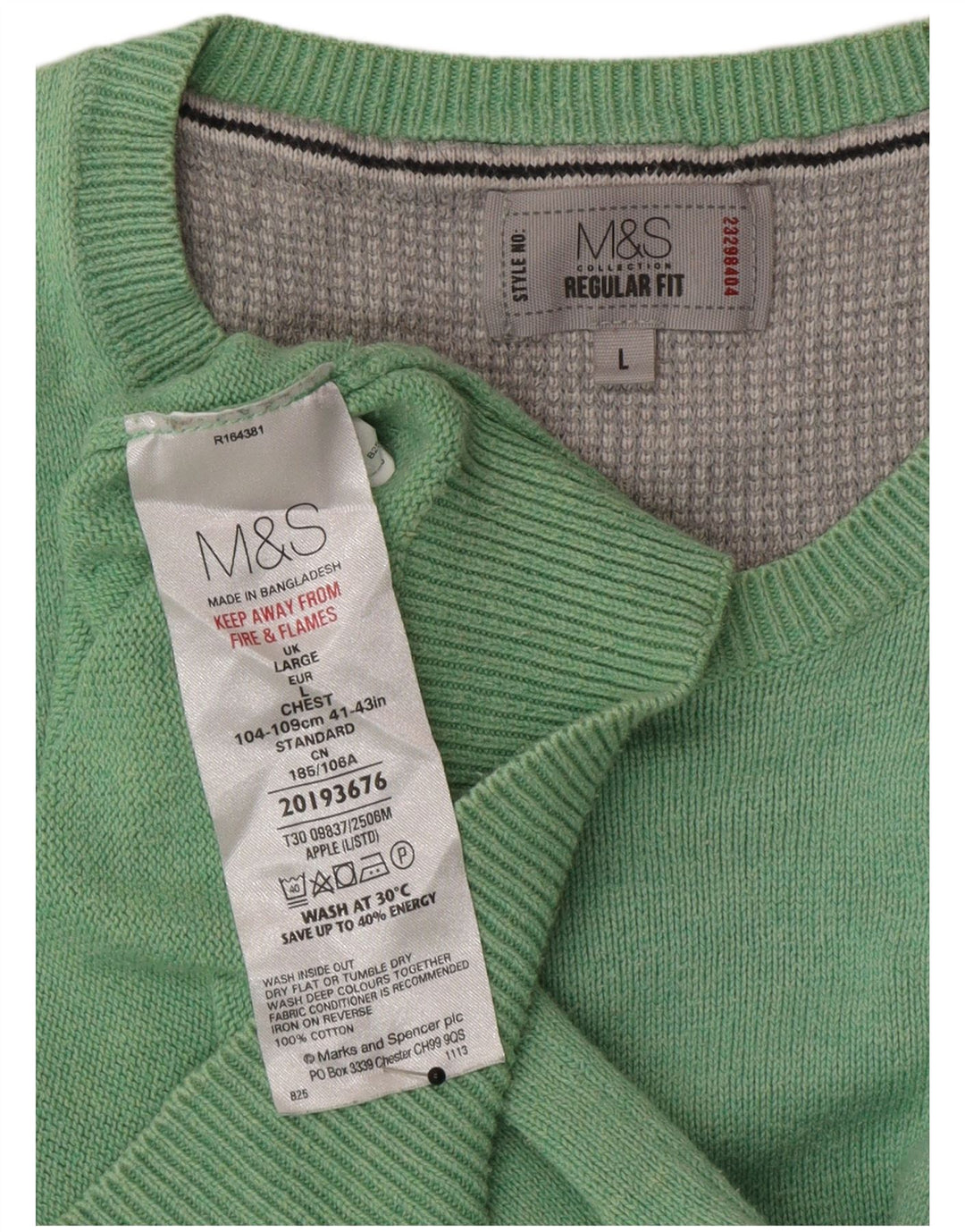 Marks & Spencer Męski sweter o regularnym kroju z okrągłym dekoltem, duży, zielony