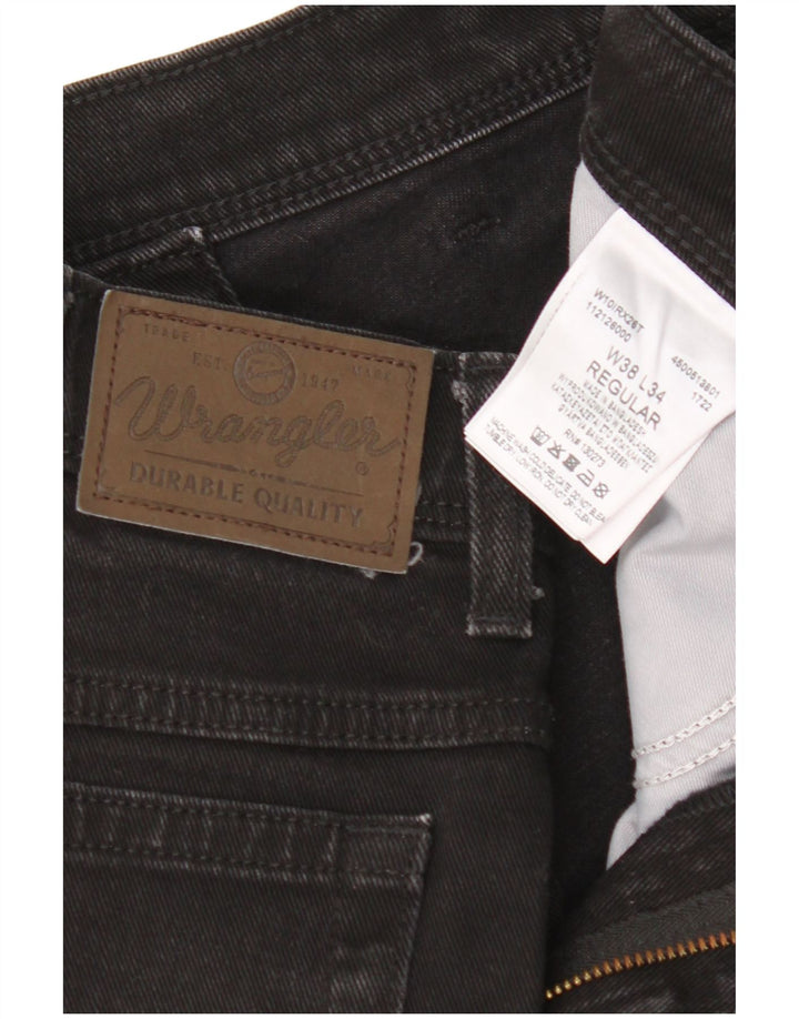 Męskie jeansy Wrangler o prostym kroju W38 L34, czarne, bawełniane