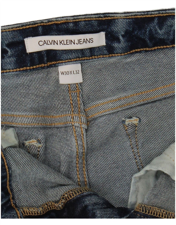 Męskie jeansy CALVIN KLEIN w trudnej sytuacji, przycięte, W30 L25, niebieskie