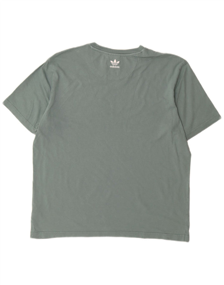 Adidas Męski T-shirt Top Duży Niebieski Bawełniany