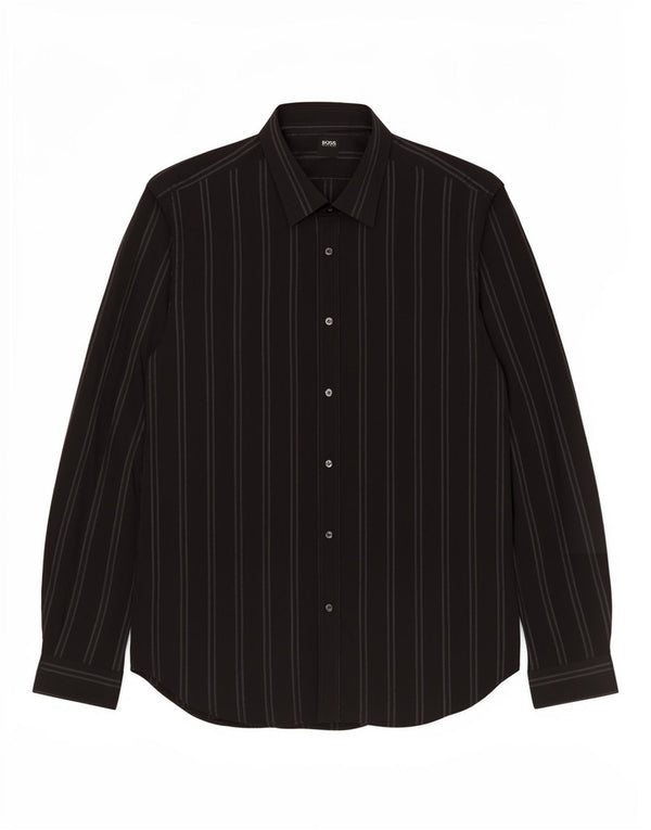 Koszula męska Hugo Boss, rozmiar 43/44 XL, czarna, bawełniana w paski