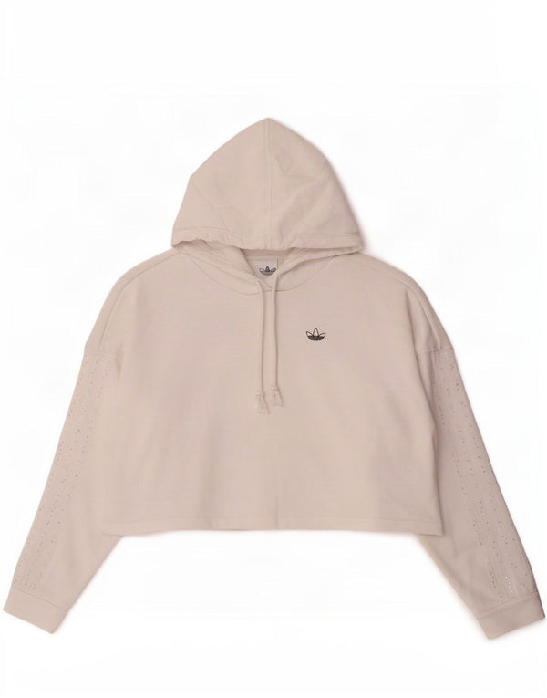Damska bluza z kapturem Adidas Crop Oversized UK 8 Small White