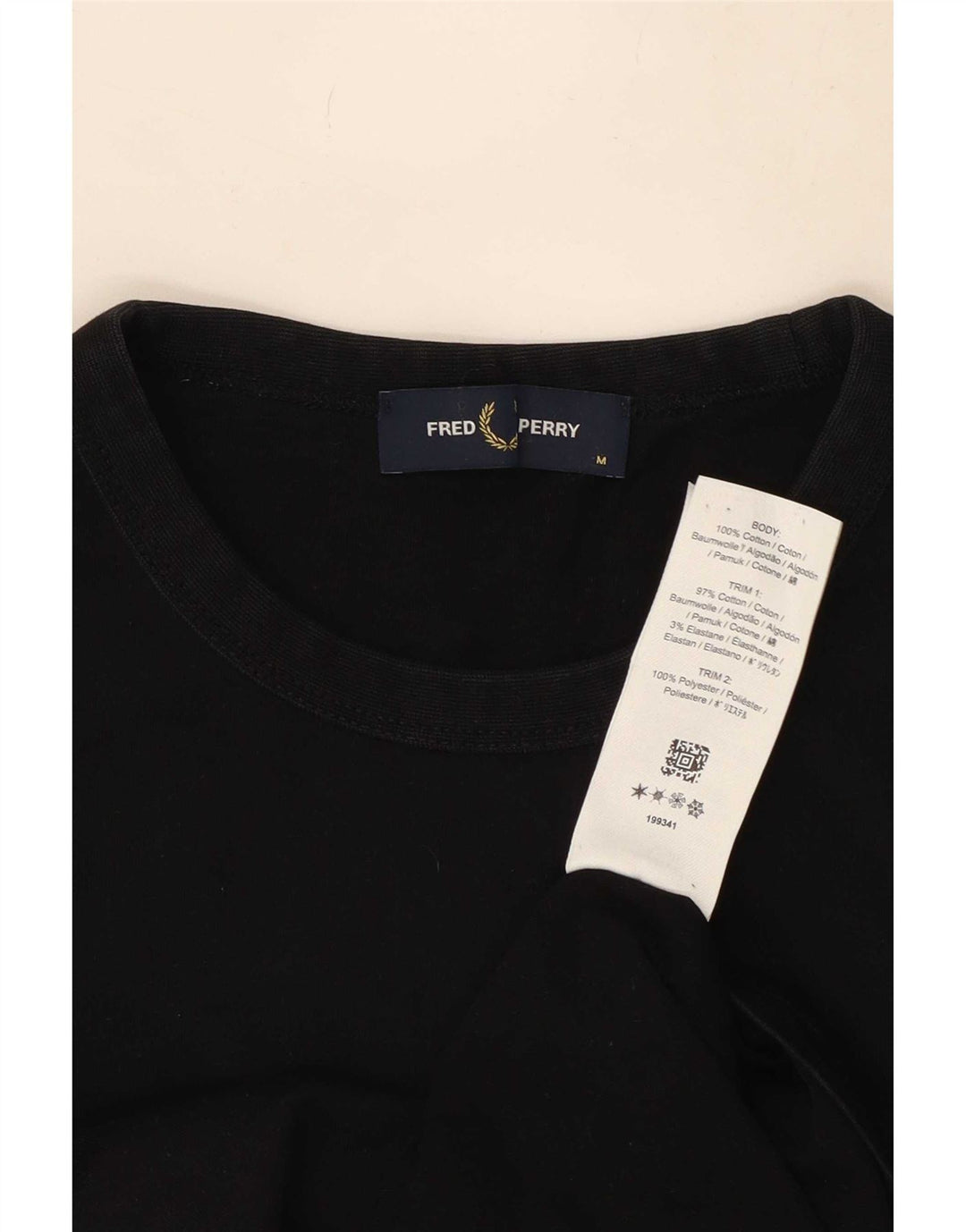 Męska koszulka z grafiką Fred Perry, średnia czarna bawełniana