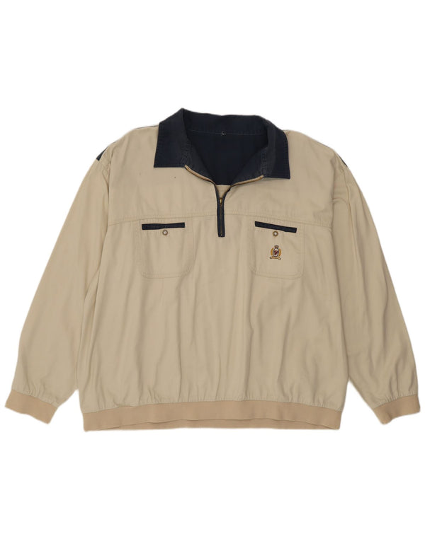 Męska koszulka polo z długim rękawem w stylu vintage 2XL w kolorze beżowym