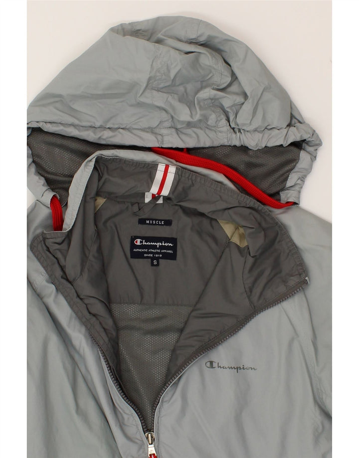 CHAMPION Mens Muscle Hooded Rain Jacket UK 36 Small Blue Polyester Vintage Champion and Second-Hand Champion from Messina Hembry 