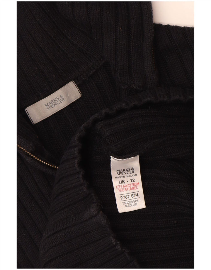 MARKS & SPENCER Damski sweter rozpinany UK 12, średni czarny, bawełniany