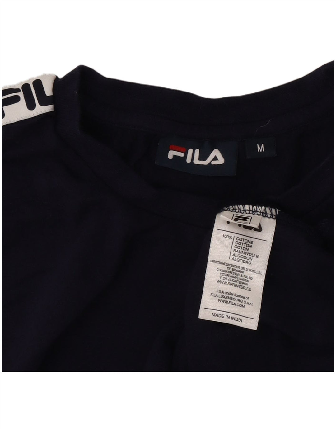Męski T-shirt Fila z grafiką, średni, granatowy, bawełniany blok kolorów
