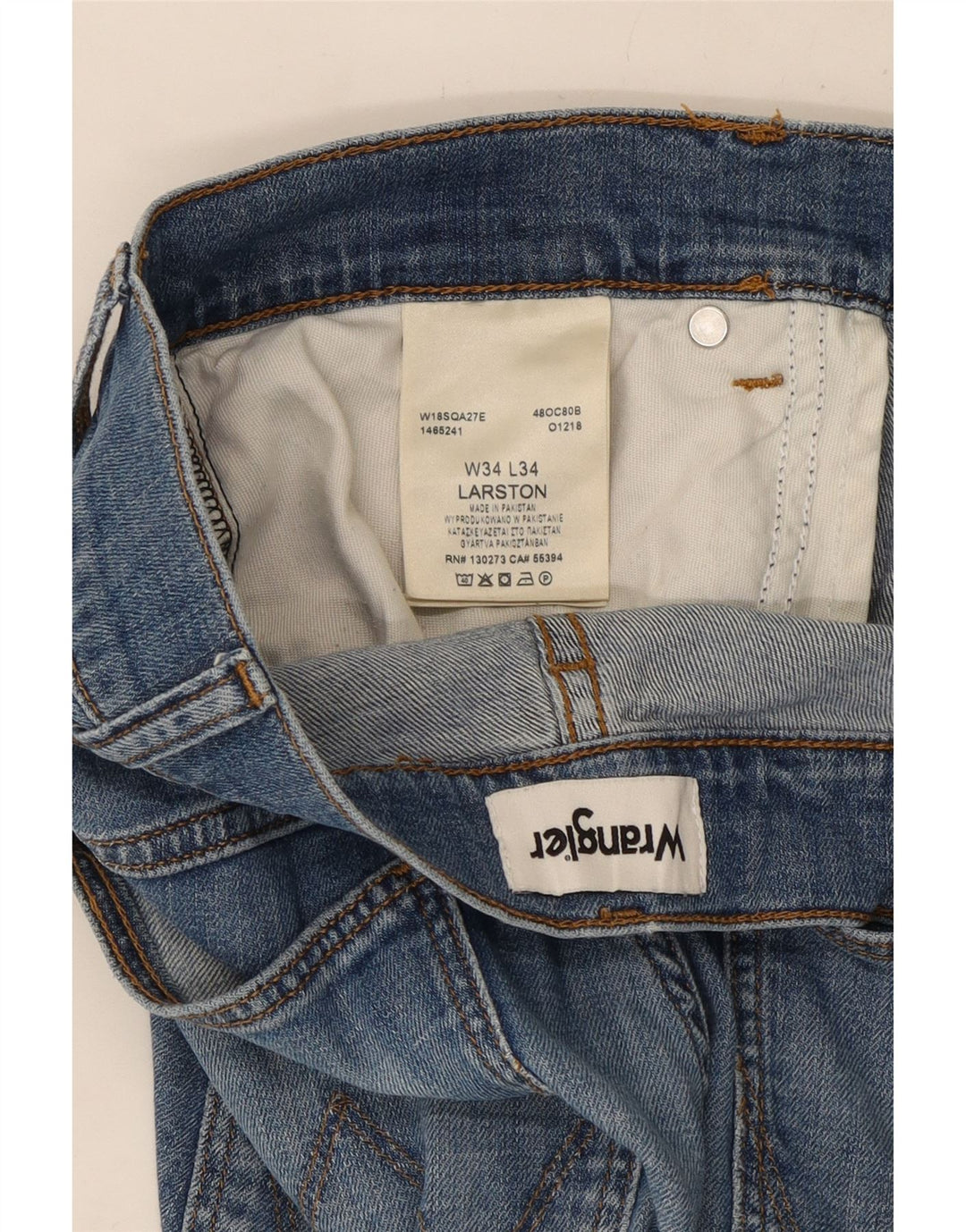 Męskie spodenki jeansowe Wrangler Larston W34, duże, niebieskie, bawełniane