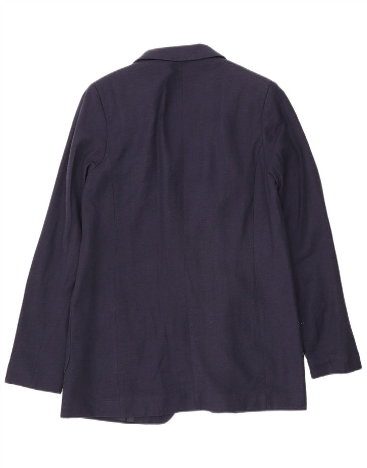 WAREHOUSE Womens 1 Button Blazer Jacket UK 10 Small Navy Blue Viscose