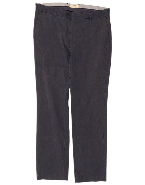 Męskie proste spodnie garniturowe Dockers W36 L32 Granatowe, bawełniane w prążki