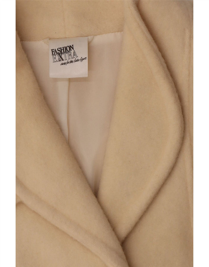 Płaszcz damski w stylu vintage UK 14, duży, beżowy, nowa wełna