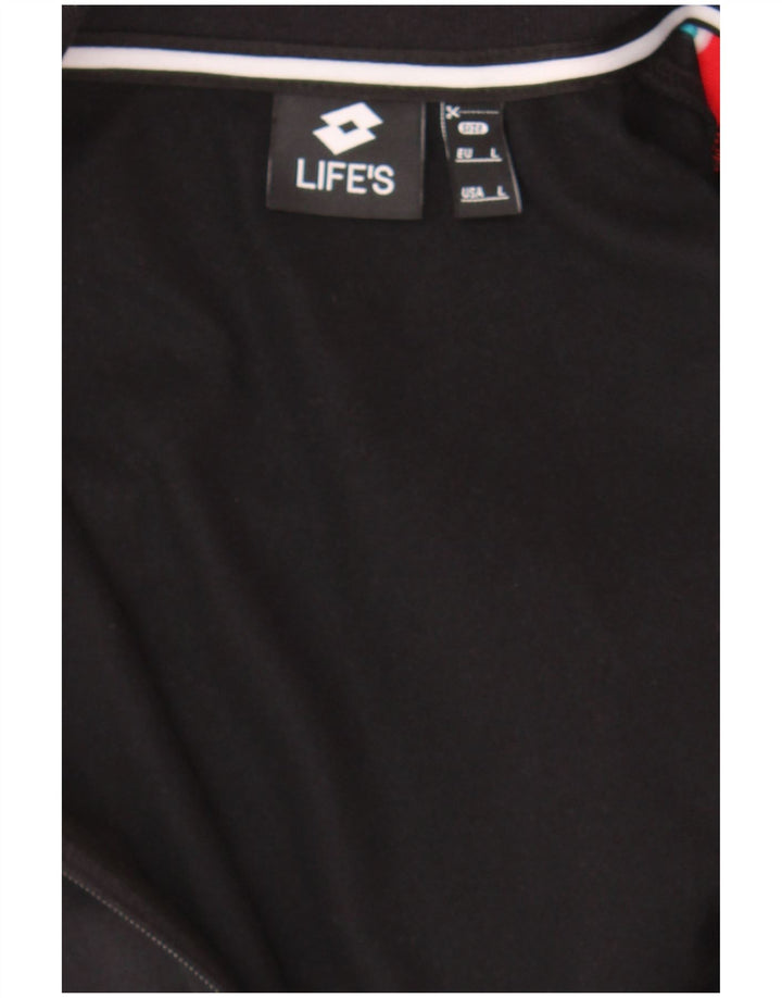 LOTTO Womens Tracksuit Top Jacket UK 16 Large Black Polyester