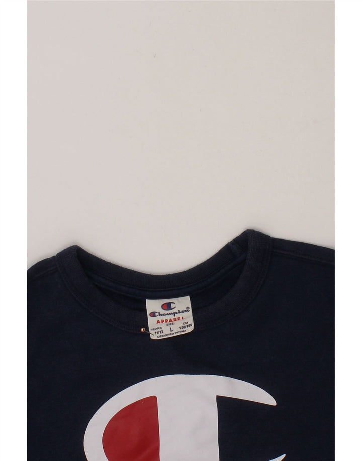 CHAMPION Boys Graphic Sweatshirt Jumper 11-12 Years Large Navy Blue Vintage Champion and Second-Hand Champion from Messina Hembry 