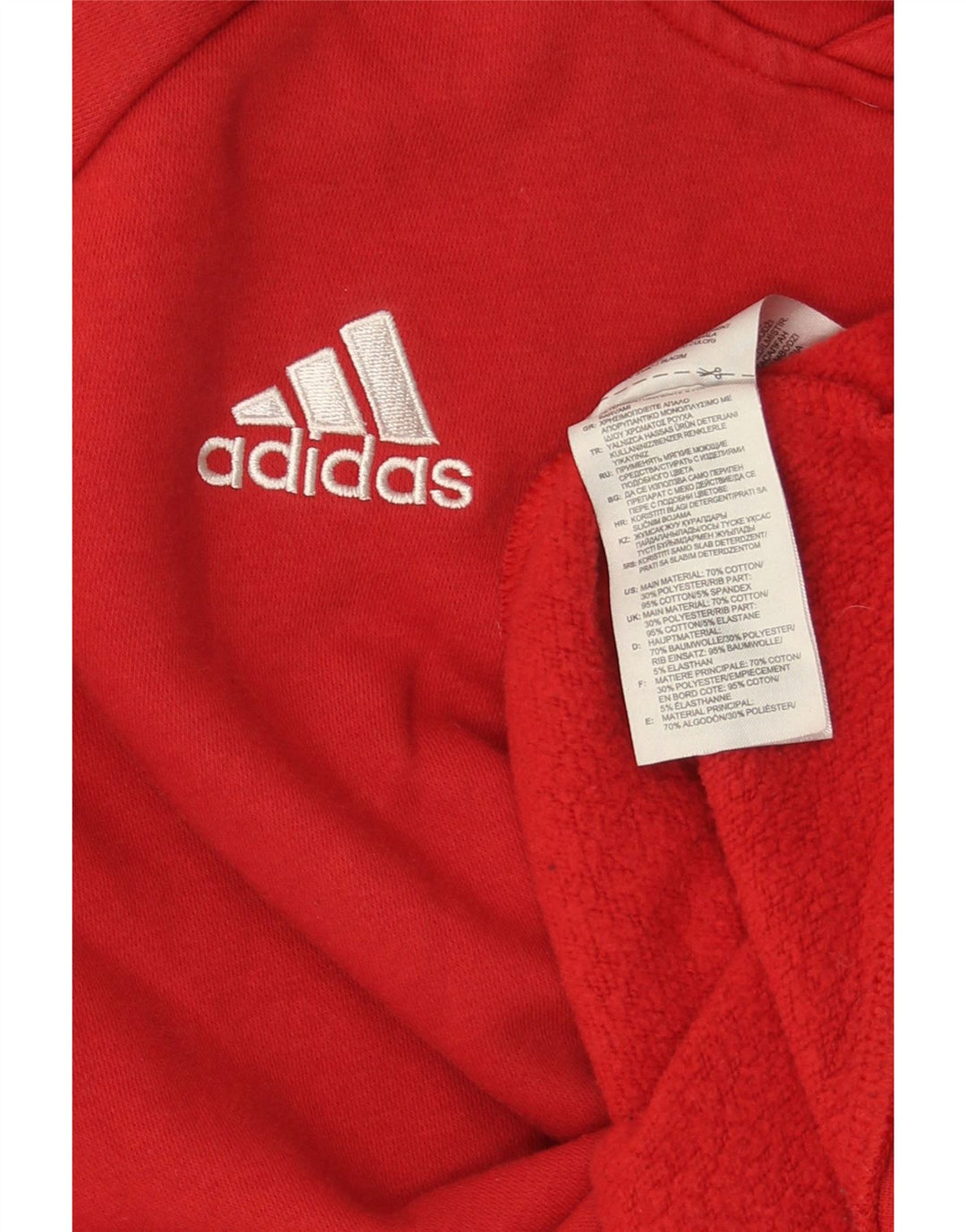 Męski sweter z kapturem ADIDAS, mały, czerwony, bawełniany