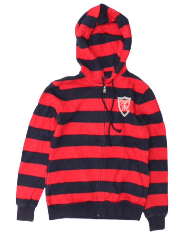 Damski sweter z kapturem i zamkiem Tommy Hilfiger UK 10 Small Red Striped Cotton