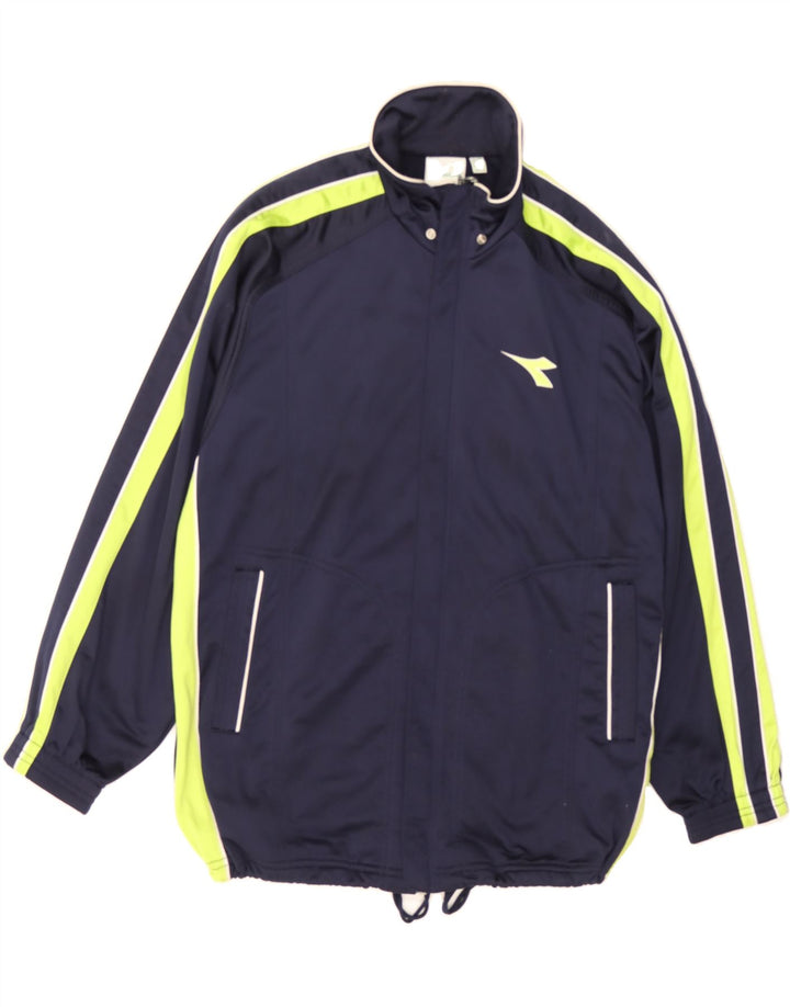 DIADORA Mens Tracksuit Top Jacket Medium Navy Blue Colourblock Polyester Vintage Diadora and Second-Hand Diadora from Messina Hembry 