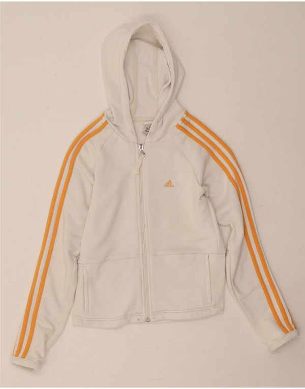 Damska bluza z kapturem Adidas UK 10, mała, biała, poliestrowa