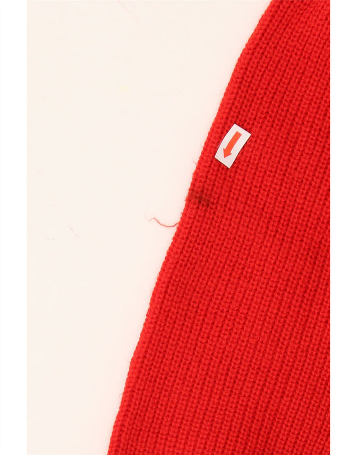 VINTAGE Womens Crew Neck Jumper Sweater UK 12 Medium Red Colourblock Wool Vintage Vintage and Second-Hand Vintage from Messina Hembry 