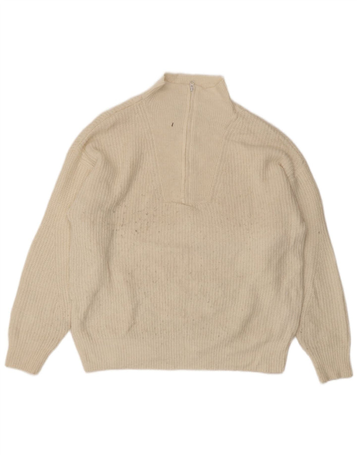 Sweter damski Jack Wills z zamkiem błyskawicznym UK 14, duży, złamany biały akryl