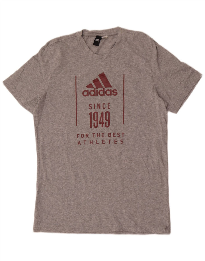 Męski T-shirt z grafiką ADIDAS, średni szary, nakrapiany