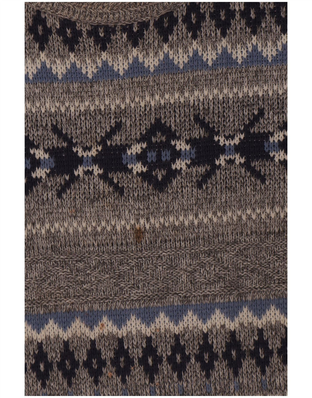 Vintage męski sweter z okrągłym dekoltem, duży szary Fair Isle